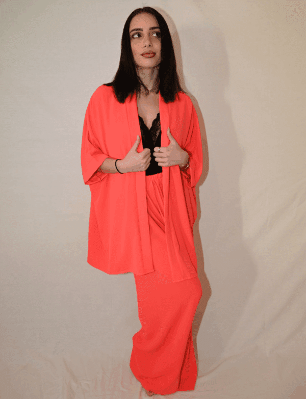 Σετ παντελόνα-ριχτό πουκάμισο κοραλλί✨